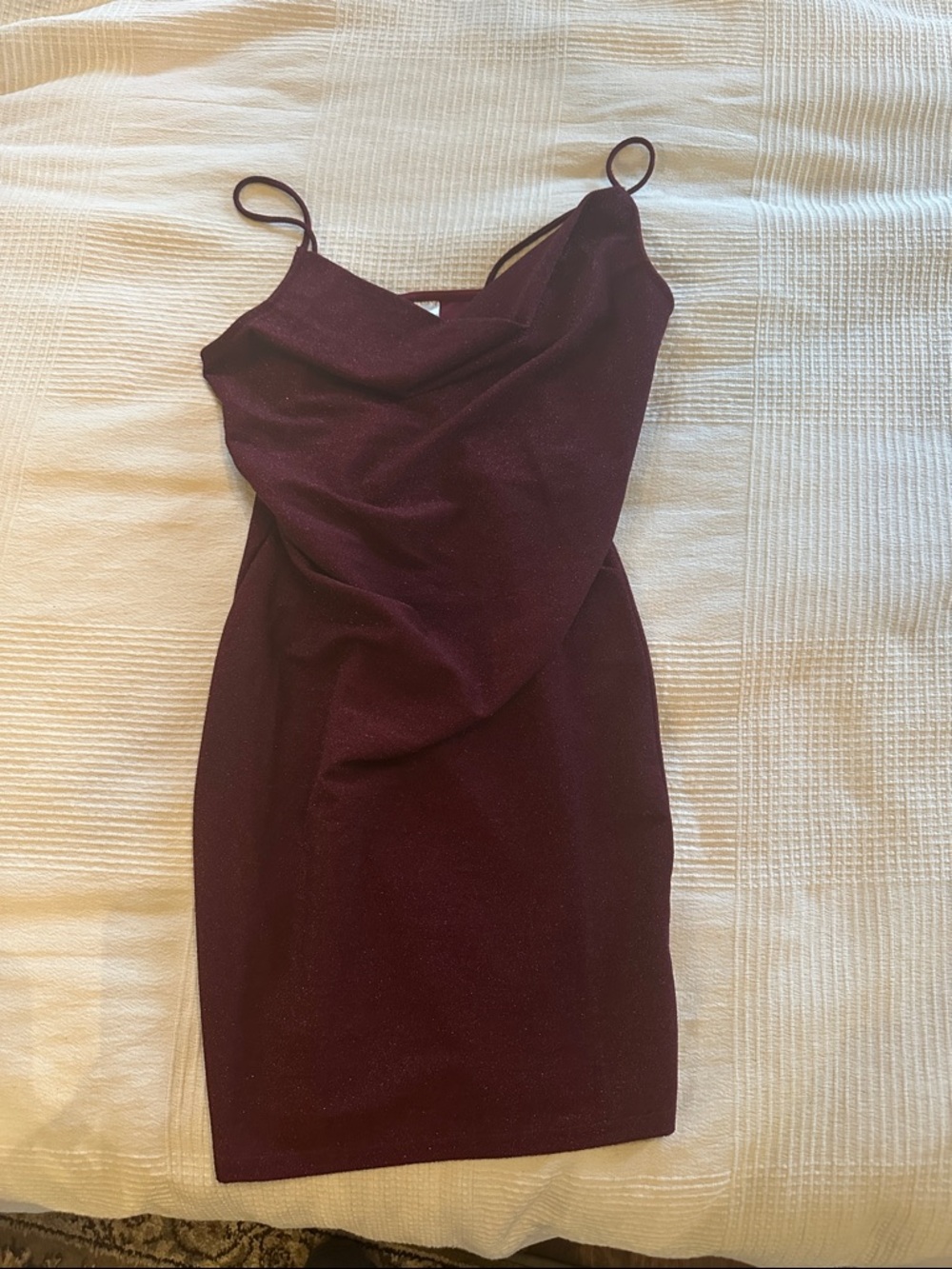 Divided Sparkle Burgundy Cowl Neck Mini Dress